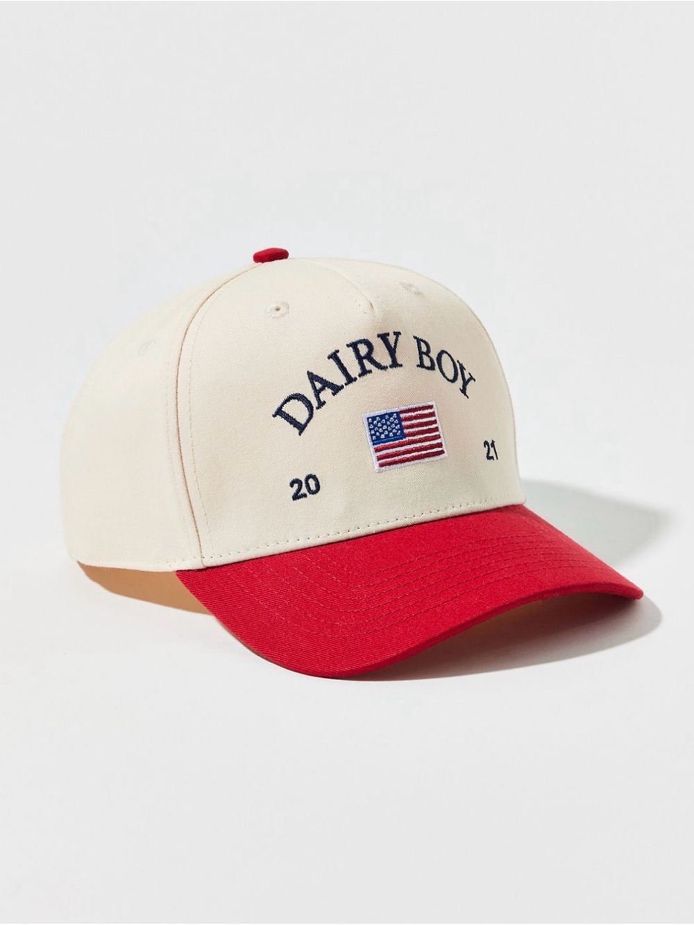 Dairy Boy Two-Tone Baseball Cap - Cream & Red